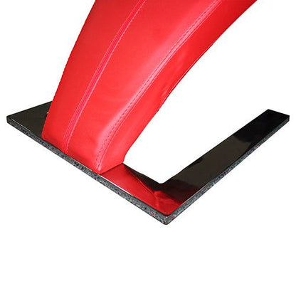 2x Z Shape Red Leatherette Dining Chairs with Stainless Base - Cosy Abode