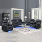 3-2-1 Seater Seater Finest Black Leatherette Recliner Feature Console LED Light Ultra Cushioned - Cosy Abode