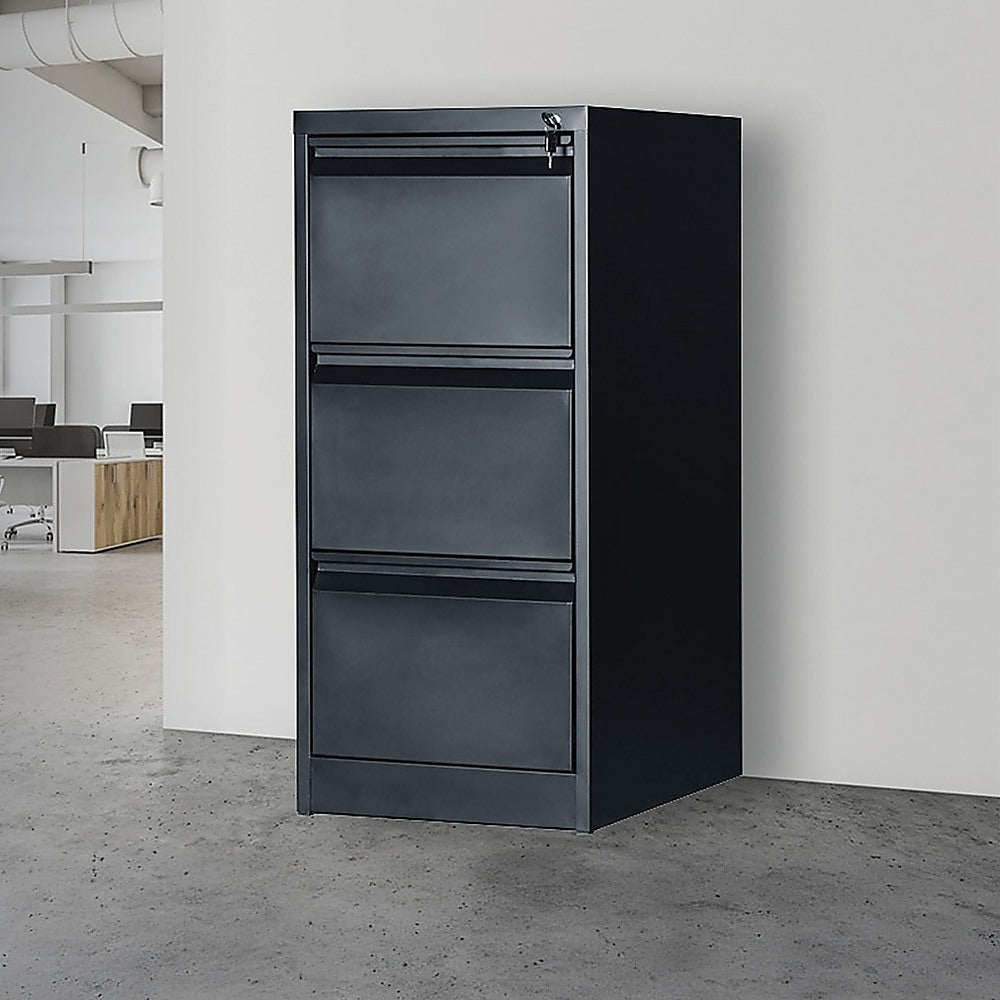 3-Drawer Shelf Office Filing Cabinet - Dark Grey - Cosy Abode