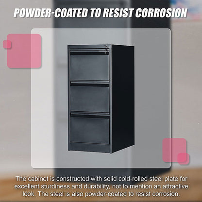 3-Drawer Shelf Office Filing Cabinet - Dark Grey - Cosy Abode