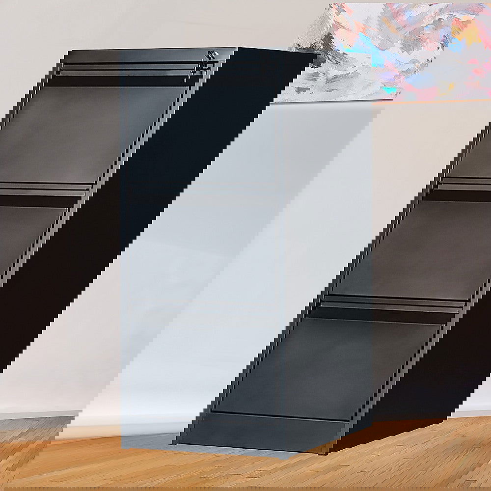 3-Drawer Shelf Office Filing Cabinet - Dark Grey - Cosy Abode