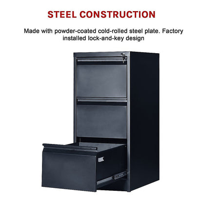 3-Drawer Shelf Office Filing Cabinet - Dark Grey - Cosy Abode