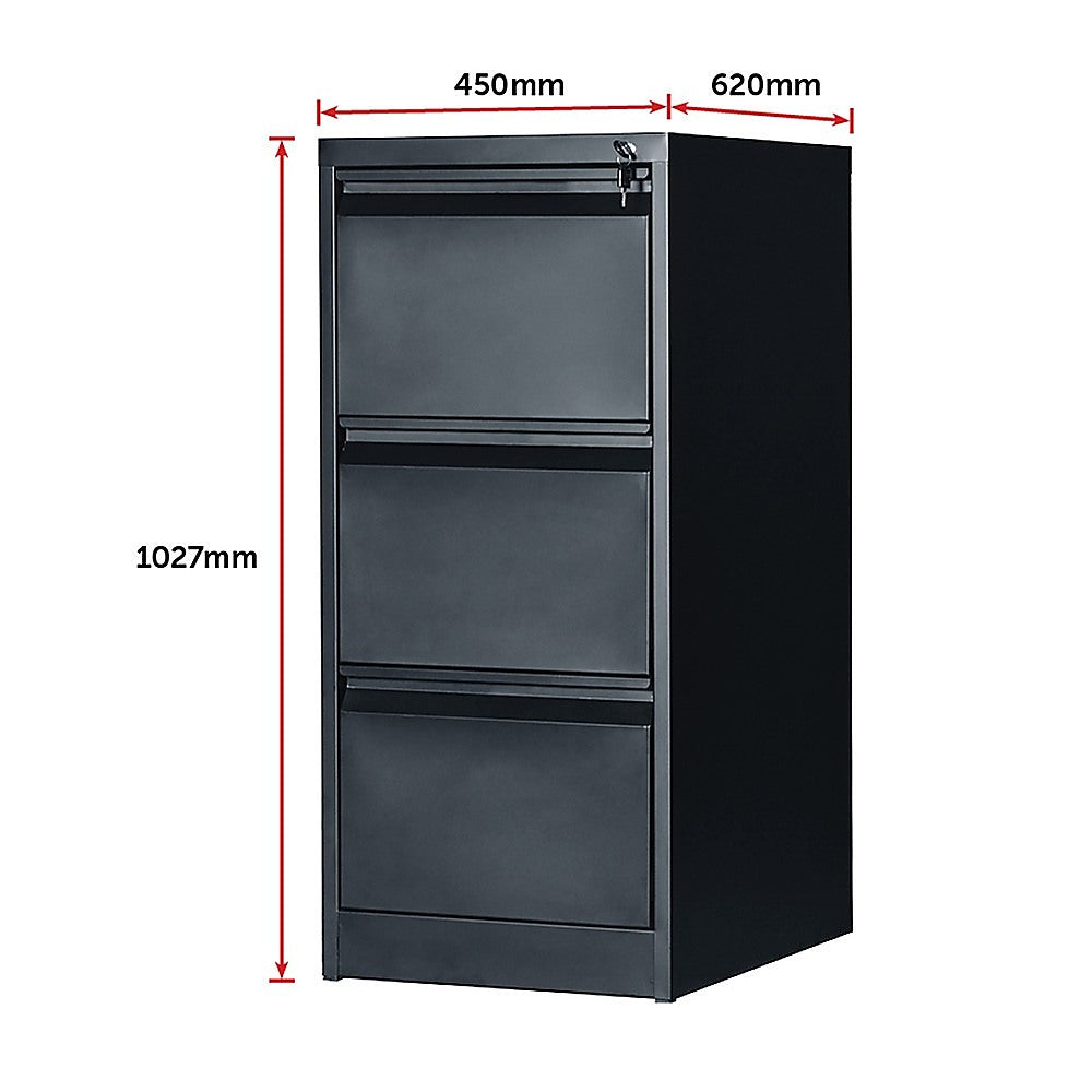 3-Drawer Shelf Office Filing Cabinet - Dark Grey - Cosy Abode