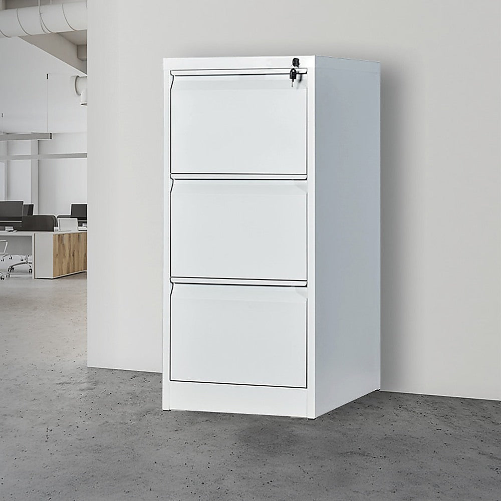 3-Drawer Shelf Office Filing Cabinet - White - Cosy Abode