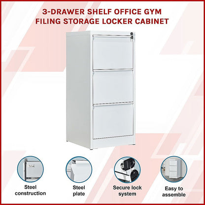 3-Drawer Shelf Office Filing Cabinet - White - Cosy Abode