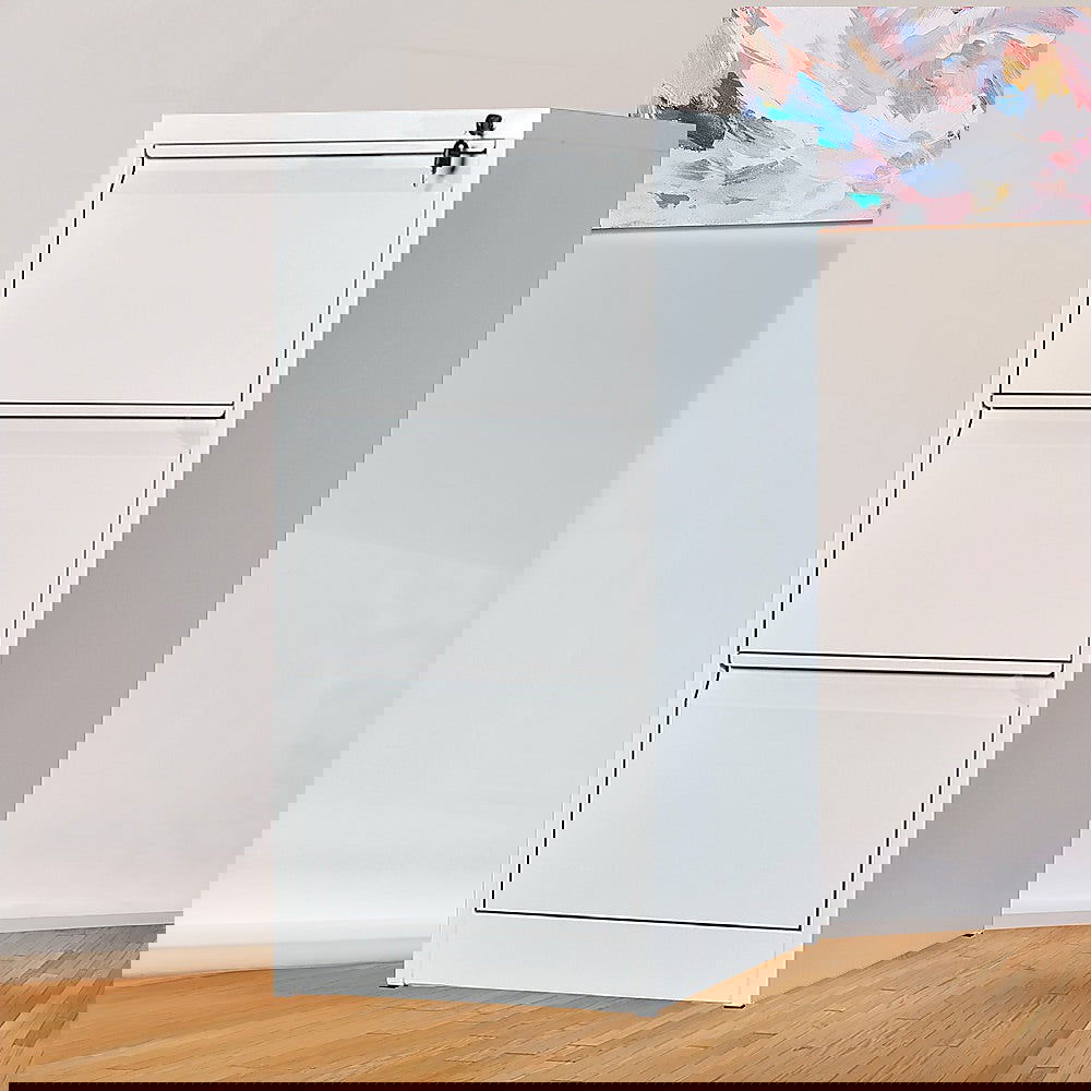 3-Drawer Shelf Office Filing Cabinet - White - Cosy Abode
