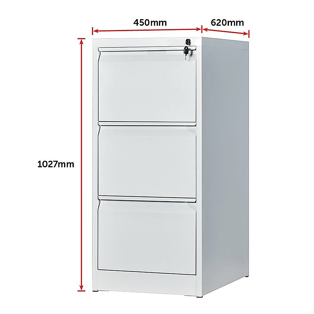 3-Drawer Shelf Office Filing Cabinet - White - Cosy Abode
