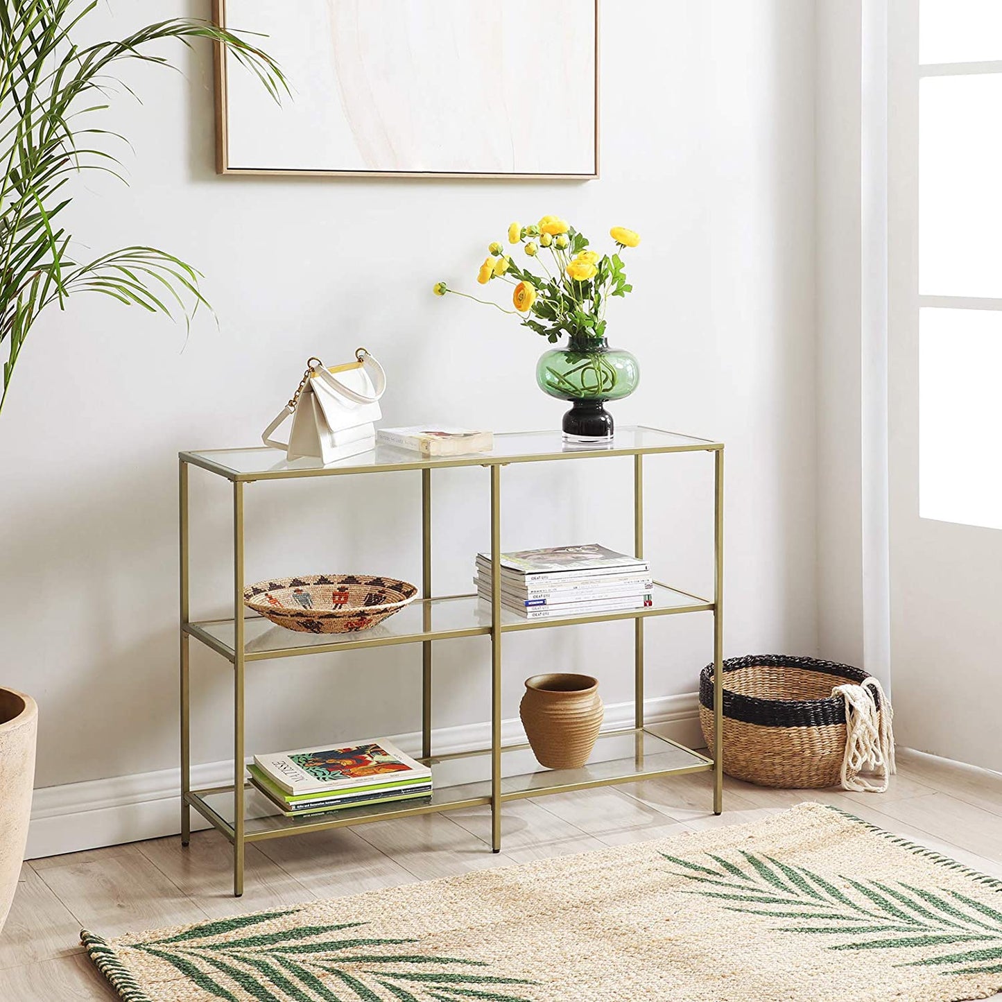 3-Tier Tempered Glass Sofa Table Modern Storage Shelves - Cosy Abode