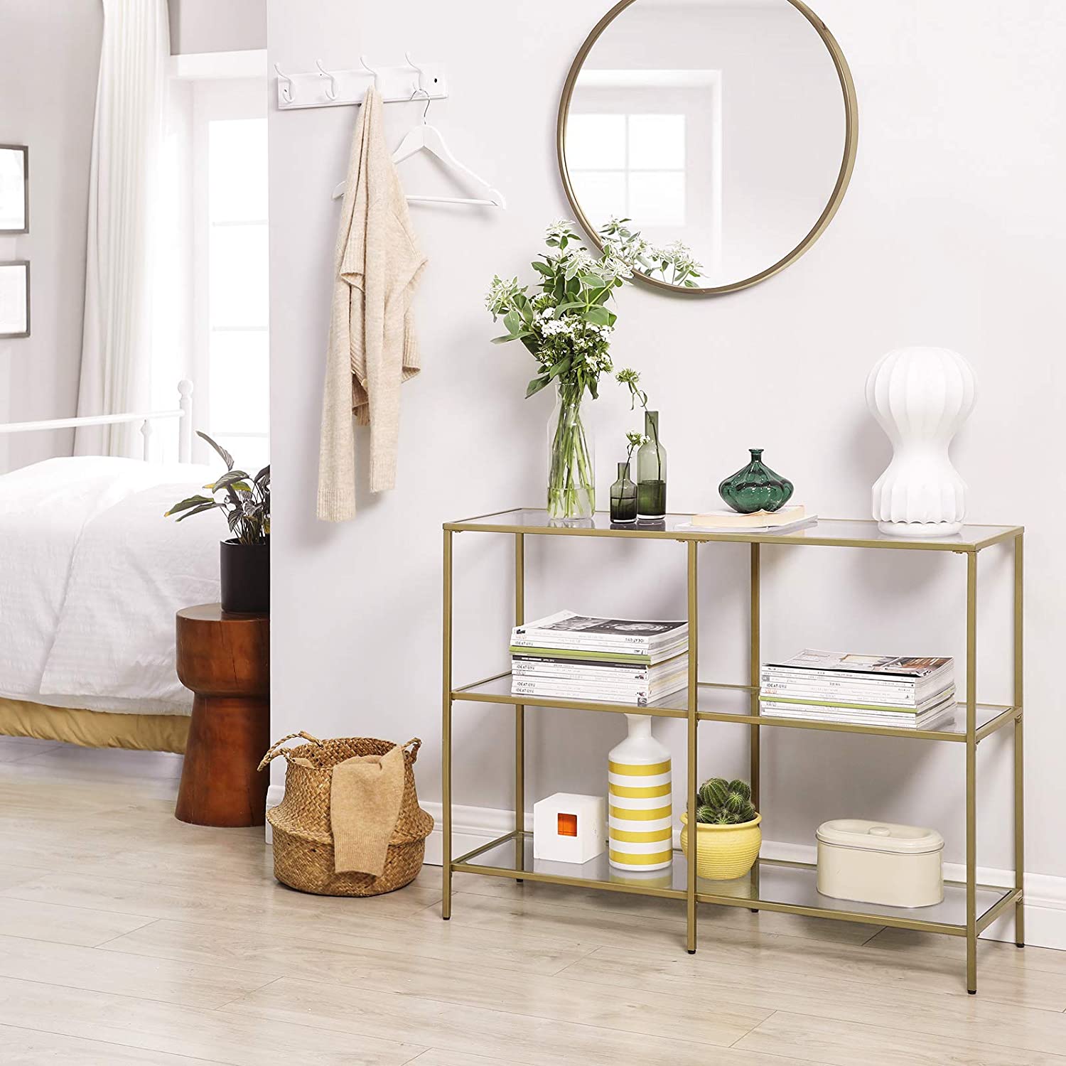 3-Tier Tempered Glass Sofa Table Modern Storage Shelves - Cosy Abode