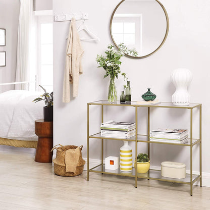 3-Tier Tempered Glass Sofa Table Modern Storage Shelves - Cosy Abode