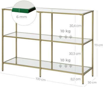 3-Tier Tempered Glass Sofa Table Modern Storage Shelves - Cosy Abode