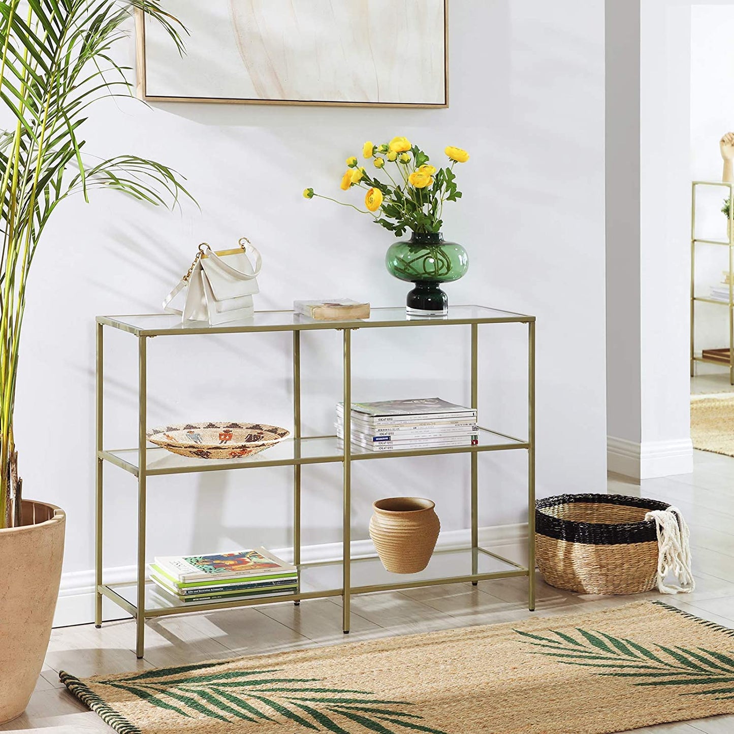3-Tier Tempered Glass Sofa Table Modern Storage Shelves - Cosy Abode