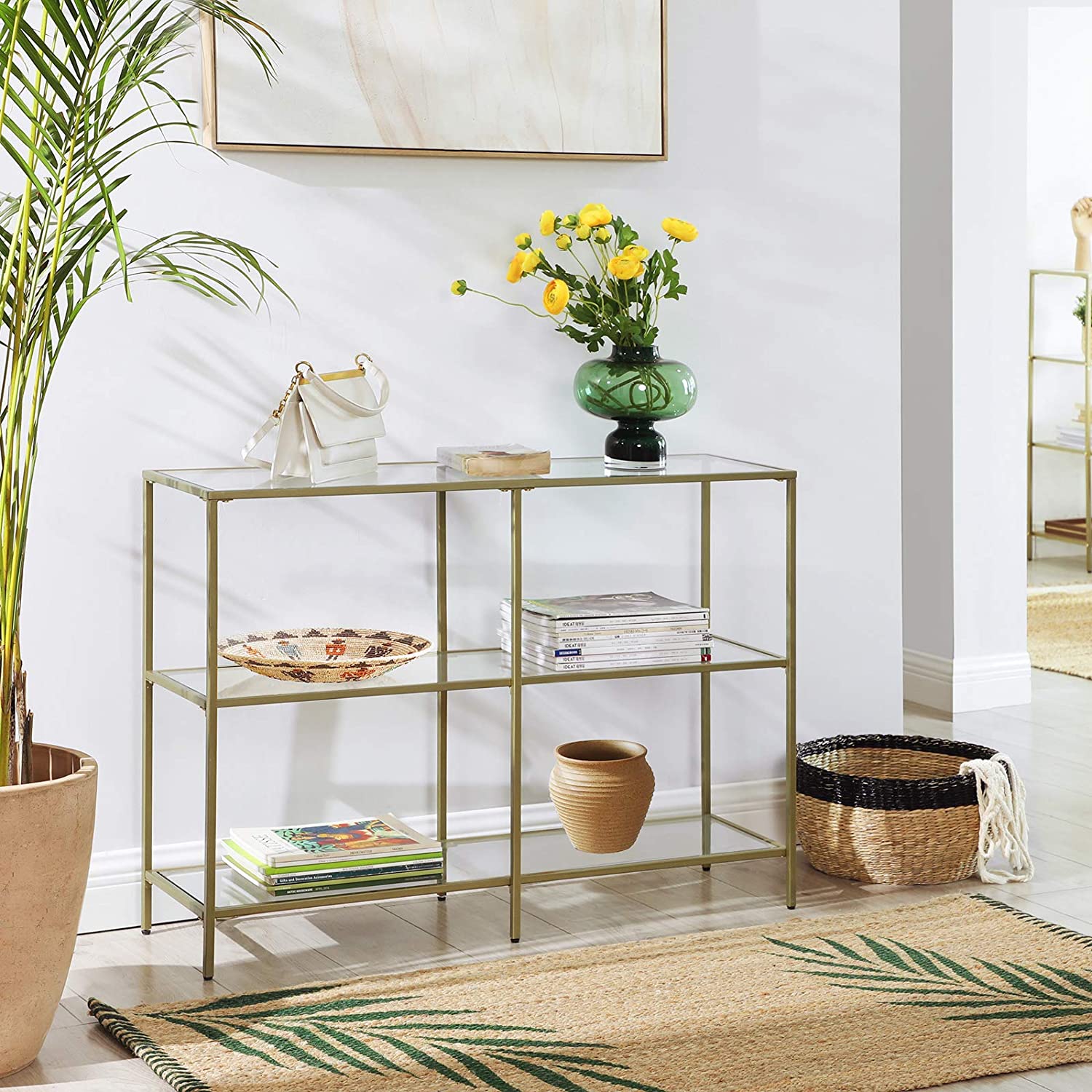 3-Tier Tempered Glass Sofa Table Modern Storage Shelves - Cosy Abode