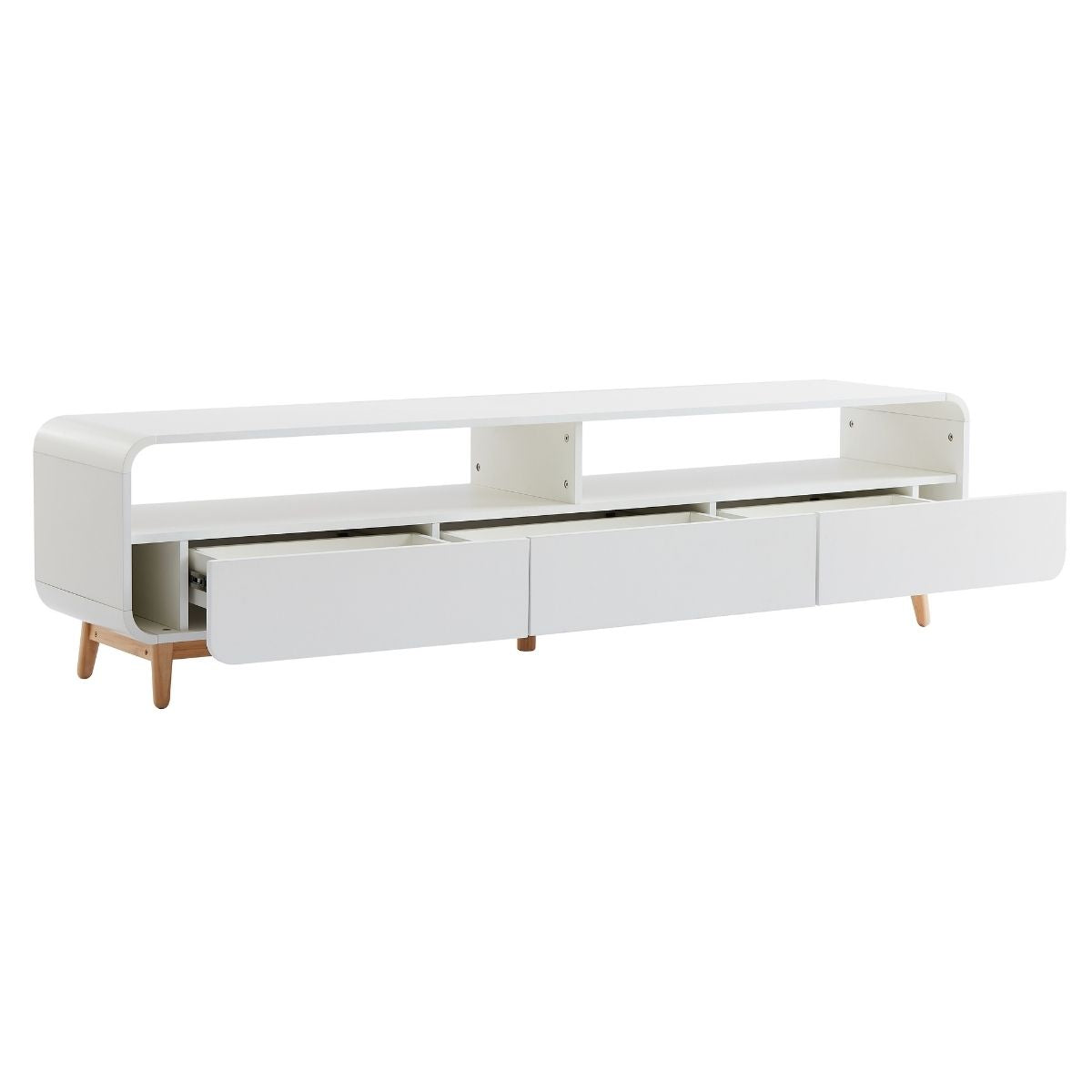 Merlin White  Modern Retro TV Unit 180CM - Cosy Abode