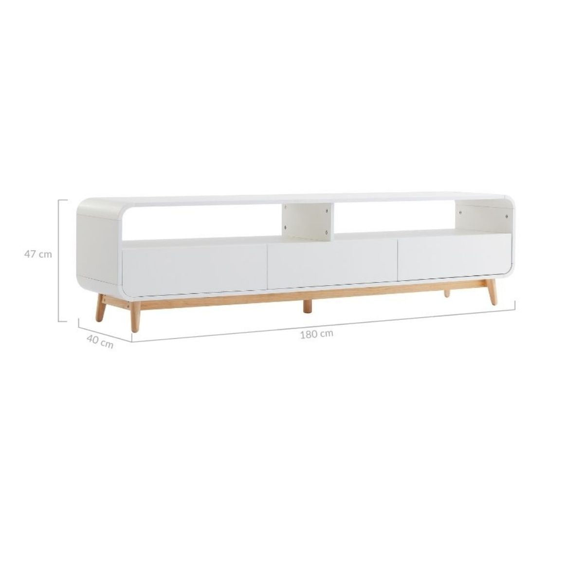 Merlin White  Modern Retro TV Unit 180CM - Cosy Abode