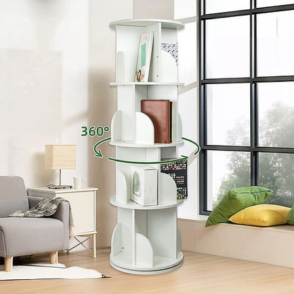 360-degree Rotating 4 Tier Display Shelf Bookcase Organiser - Cosy Abode