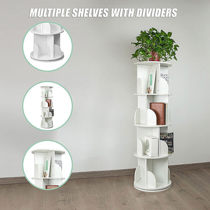 360-degree Rotating 4 Tier Display Shelf Bookcase Organiser - Cosy Abode