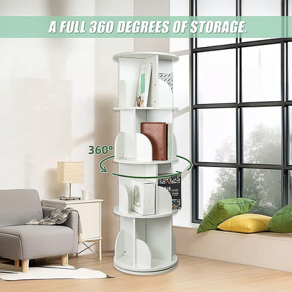 360-degree Rotating 4 Tier Display Shelf Bookcase Organiser - Cosy Abode