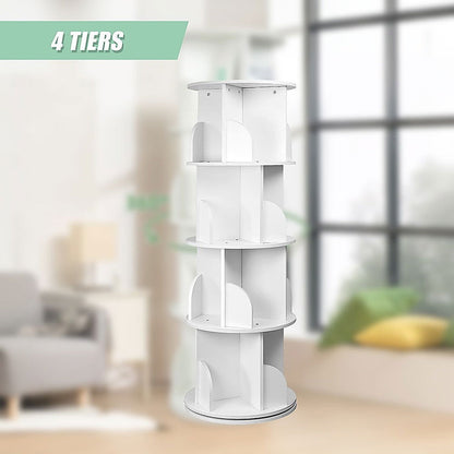 360-degree Rotating 4 Tier Display Shelf Bookcase Organiser - Cosy Abode