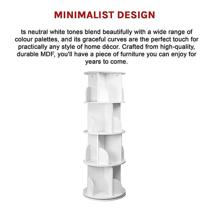 360-degree Rotating 4 Tier Display Shelf Bookcase Organiser - Cosy Abode