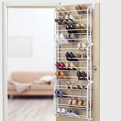 36 Pair Shoe Holder Organiser Over The Door Hanging Shelf Rack Storage Hook - Cosy Abode