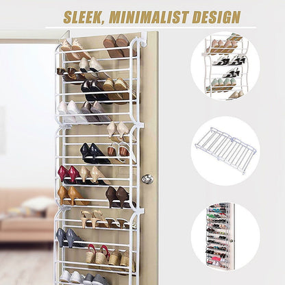 36 Pair Shoe Holder Organiser Over The Door Hanging Shelf Rack Storage Hook - Cosy Abode