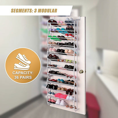 36 Pair Shoe Holder Organiser Over The Door Hanging Shelf Rack Storage Hook - Cosy Abode