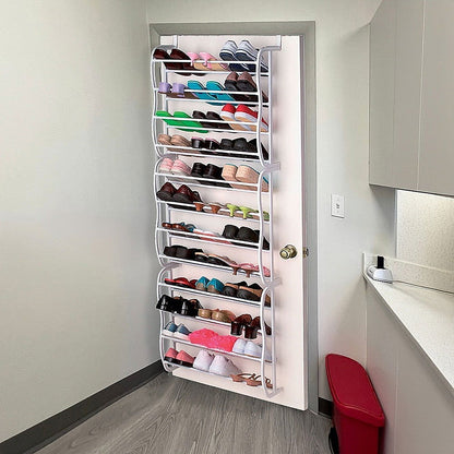 36 Pair Shoe Holder Organiser Over The Door Hanging Shelf Rack Storage Hook - Cosy Abode