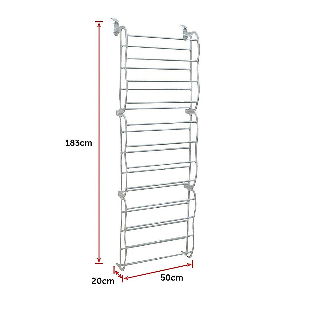 36 Pair Shoe Holder Organiser Over The Door Hanging Shelf Rack Storage Hook - Cosy Abode