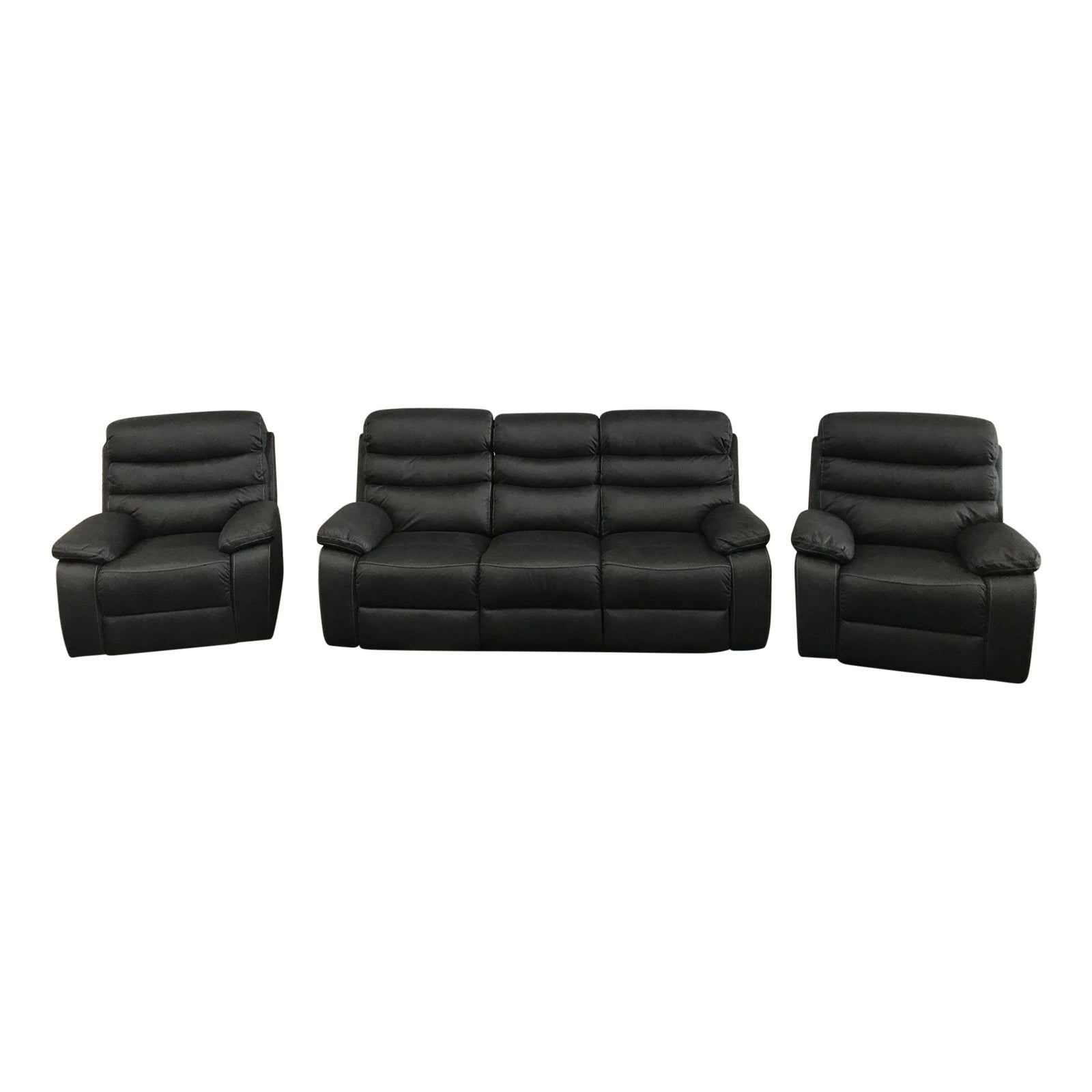 3RR+1RR+1RR Leatherette Grey Electric Recliner Feature Multi Positions Ultra Cushioned USB Outlets - Cosy Abode