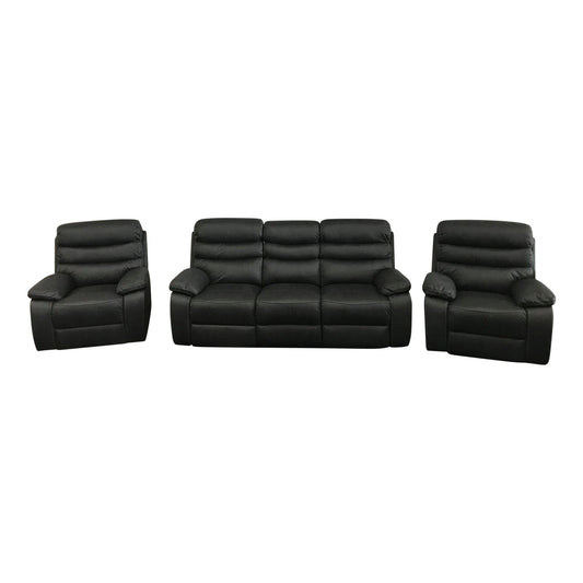 3RR+1RR+1RR Leatherette Grey Electric Recliner Feature Multi Positions Ultra Cushioned USB Outlets - Cosy Abode