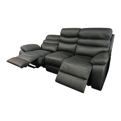 3RR+1RR+1RR Leatherette Grey Electric Recliner Feature Multi Positions Ultra Cushioned USB Outlets - Cosy Abode