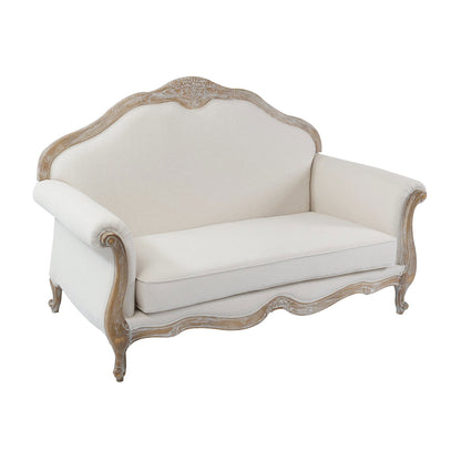 3S+2S+1X Wing Chair Oak Wood White Washed Finish Rolled Armrest Linen Sofa Fabric - Cosy Abode