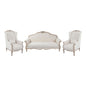 3S+2 XWing Chair Oak Wood White Washed Finish Rolled Armrest Linen Sofa Fabric - Cosy Abode