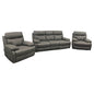 3+1+1 Seater Electric Recliner Sofa In Luxe Rhino Polyester Plywood Fabric In Ash Colour with Plastic Black Base - Cosy Abode