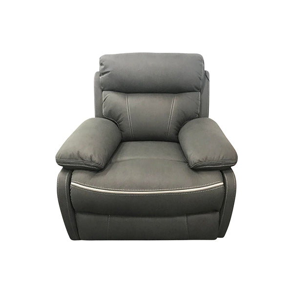 3+1+1 Seater Electric Recliner Sofa In Luxe Rhino Polyester Plywood Fabric In Ash Colour with Plastic Black Base - Cosy Abode