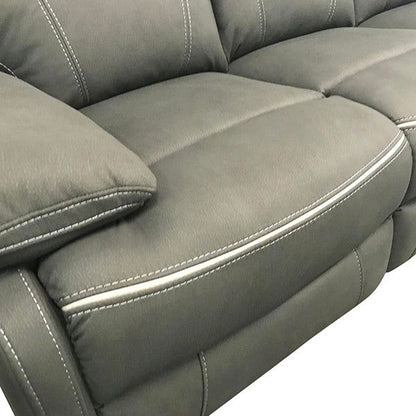 3+1+1 Seater Electric Recliner Sofa In Luxe Rhino Polyester Plywood Fabric In Ash Colour with Plastic Black Base - Cosy Abode