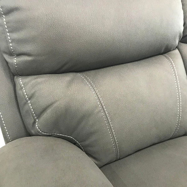 3+1+1 Seater Electric Recliner Sofa In Luxe Rhino Polyester Plywood Fabric In Ash Colour with Plastic Black Base - Cosy Abode