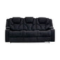 3+1+1 Seater Electric Recliner Stylish Rhino Fabric Black Lounge Armchair with LED Features - Cosy Abode