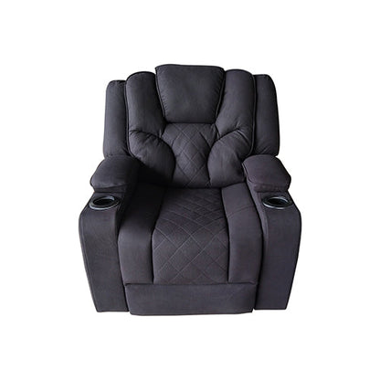 3+1+1 Seater Electric Recliner Stylish Rhino Fabric Black Lounge Armchair with LED Features - Cosy Abode