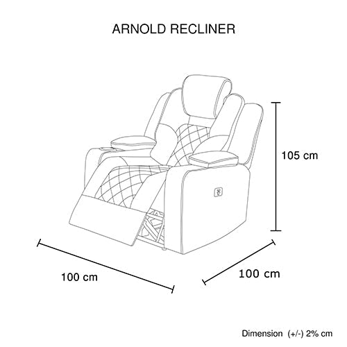 3+1+1 Seater Electric Recliner Stylish Rhino Fabric Black Lounge Armchair with LED Features - Cosy Abode