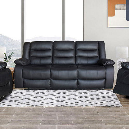 3+1+1 Seater Recliner Sofa In Faux Leather Lounge Couch in Black - Cosy Abode