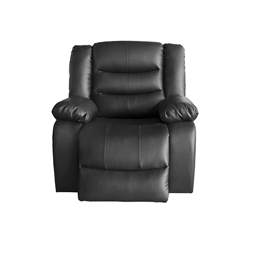 3+1+1 Seater Recliner Sofa In Faux Leather Lounge Couch in Black - Cosy Abode