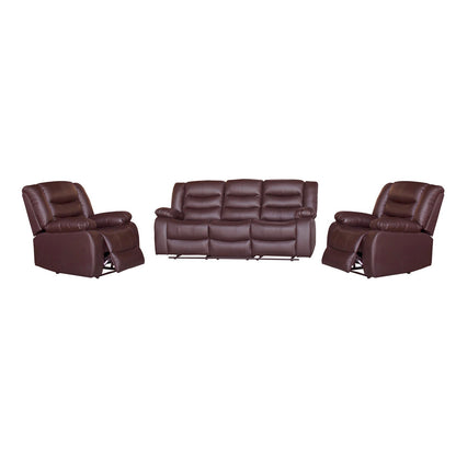 3+1+1 Seater Recliner Sofa In Faux Leather Lounge Couch in Brown - Cosy Abode