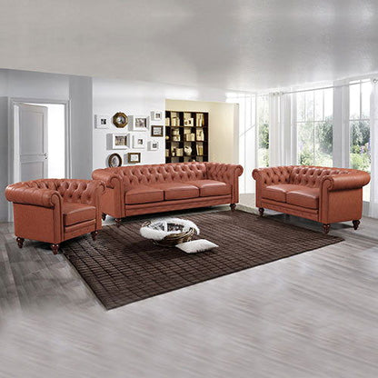 3+2+1 Seater Brown Sofa Lounge Chesterfireld Style Button Tufted in Faux Leather - Cosy Abode