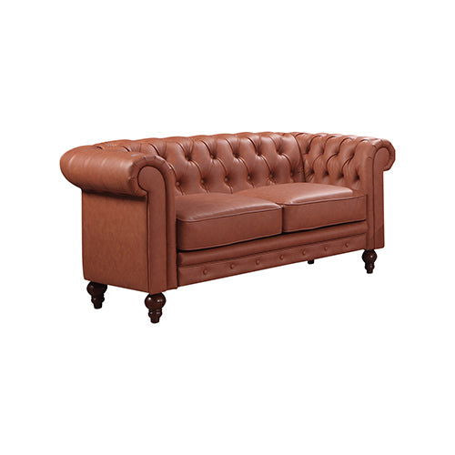 3+2+1 Seater Brown Sofa Lounge Chesterfireld Style Button Tufted in Faux Leather - Cosy Abode
