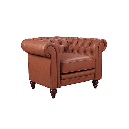 3+2+1 Seater Brown Sofa Lounge Chesterfireld Style Button Tufted in Faux Leather - Cosy Abode