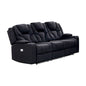 3+2+1 Seater Electric Recliner Stylish Rhino Fabric Black Lounge Armchair with LED Features - Cosy Abode