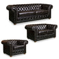 3+2+1 Seater Genuine Leather Upholstery Deep Quilting Pocket Spring Button Studding Sofa Lounge Set for Living Room Couch In Brown Colour - Cosy Abode