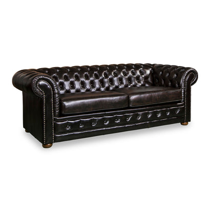 3+2+1 Seater Genuine Leather Upholstery Deep Quilting Pocket Spring Button Studding Sofa Lounge Set for Living Room Couch In Brown Colour - Cosy Abode